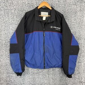 Vintage Polaris Jacket Mens XL Blue Puffer Ski Coat Snow Check 01 Logo 2000s